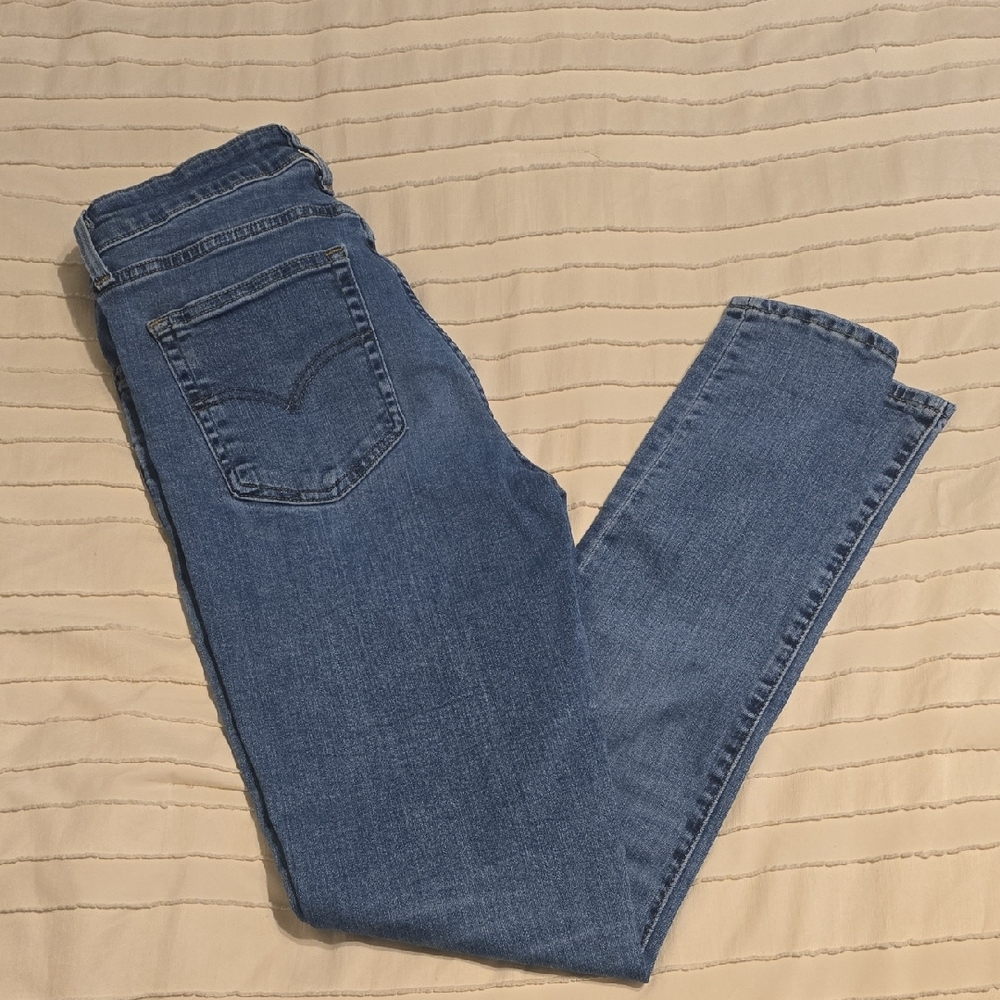 Levis 721 Womens High Rise Skinny Jeans Dark Wash Stretch Denim 29x29